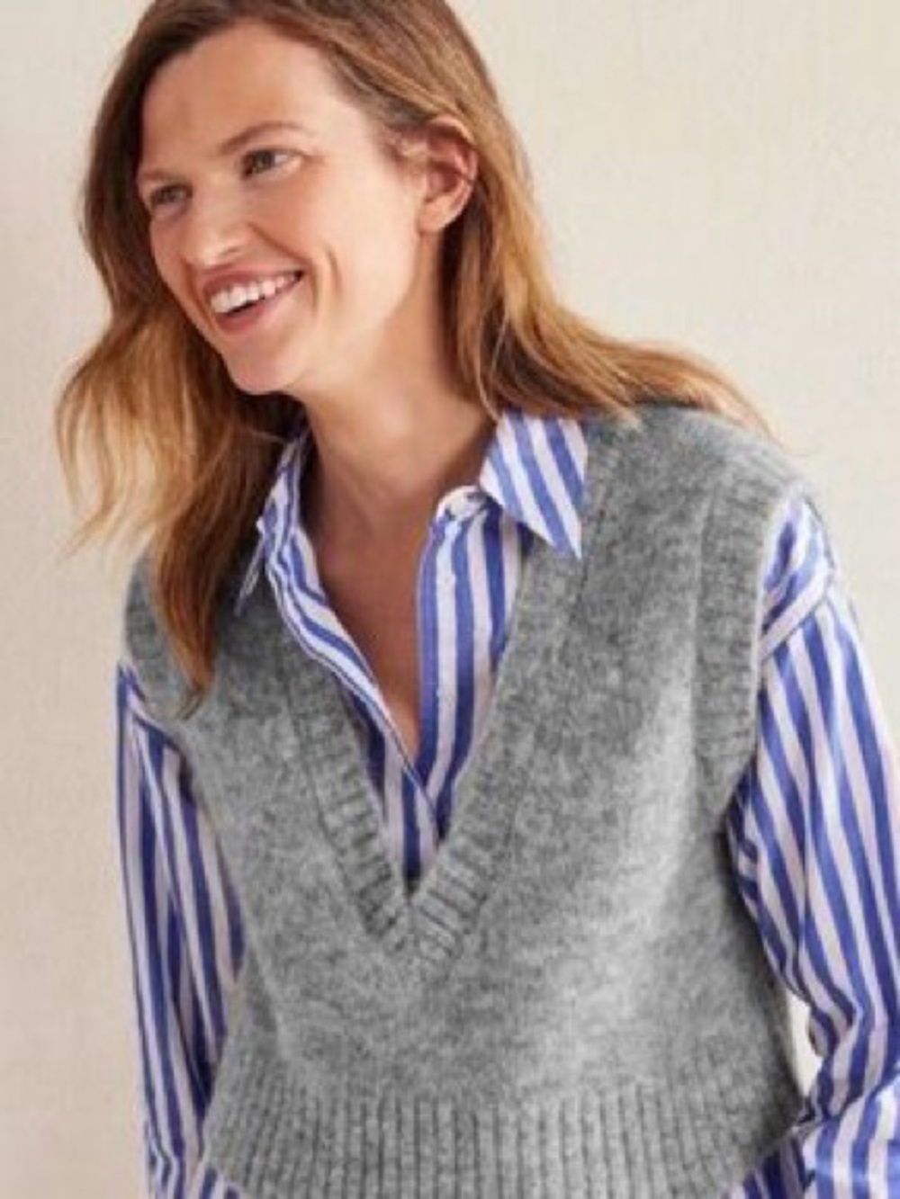 NWOT boden wool blend cropped v neck sweater vest
